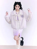 Olivegirl High End Purple Fur Plush Jacket Winter Women's Coat Lovely Super Warm Elegant Temperament INS Party New Year Live