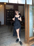 Plus Size 3XL Lolita Dress Sexy Elegant Rose Style Long Tailed Dress Oversized Women's Summer Sleeveless Polka Dot Dress Fairy