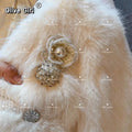 Luxury Women's Coat Clothing Winter High End Faux Fur Coats White Fur Super Beautiful Cotton Jacket Outwear Outfit