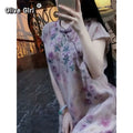 Embroidered Dress 2026 Purple Chinese Dress Qipao Printing Flower Slim Temperament Elegant Chinese Women Buckle Cheongsams