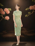 Green Dress Traditional Chinese Cheongsam Short Sleeve Retro Young Girl Improved Cheongsam Modern Summer 2024 Women's Clothes
