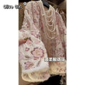 Pink Coat with Sequins Flower Embroidery Nail Beads Furry Fur Jacket Women's Outear Clothing Winter High-end Cotton-padded Coat