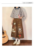 Olivegirl High End Cute Jean American Retro Pants Cartoon Embroidered Women's Seven Point Shorts Trousers Summer Wide Leg Pants
