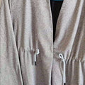 Grey Sequined Waist Cinched Cardigan Jacket Wrap Coat Trench V-neck Elegant High-end Fabric Mid Length Top Women's Clothing