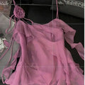 Summer New Irregular Design Top 3D Flower Ruffle Edge Camisole Vest Feminine Fairy Hotsweet Y2k Crop Top Womens Clothing