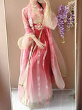 Olivegirl Hanfu Dress Traditional Chinese Clothing Women's Clothing Spring Print Gradient Embroidery Fairy Cosplay