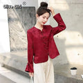 Chinese Traditional Top Tang Red Jacquard Embroidered Button Up Coat Jacket Autumn Spring Outerwear Modern Chinese Clothing