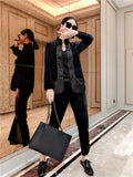Fashion Gold Velvet Set Women's Plate Buckle Splicing 2026 Spring New Style Retro Style Coat Women's Clothing