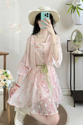 Pink Butterfly Hanfu Set | Embroidered Camisole Skirt | Sweet Fairy Cosplay Costume