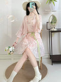 Pink Butterfly Hanfu Set | Embroidered Camisole Skirt | Sweet Fairy Cosplay Costume