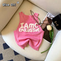 Olivegirl Tanks Camis Sweet and Cute Round-neck Halter Top for Girls Pink Green Summer Top for Young Girls Women's Clothing
