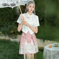 Olivegirl Chinese style improved jacquard top blouse one-piece woven gold embroidered horse face short skirt women's clothing