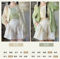 Improved Hanfu Shorts Set | Embroidered Floral Shirt & Suspender | Modern Chinese Summer Outfit