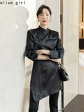 Black Qipao Dress Cheongsam Chi-pao Improves Women's Clothing Chinese Traditional Dress Embroidery Jacquard Spring and Autumn