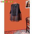 Silk Brocade Patchwork Organza Vest Retro Tassel Buckle Design Sense Top for Women's Vest High-end Elegant Girl's Clothing 2025