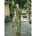 Olivegirl Women's Dress Qipao 2026 Green Cheongsam High End Elegant Young Chinese Retro Daily Summer Clothing