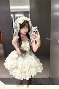 Olivegirl Summer Lolita Dresses Design Bow Sweet Date Dress Princess Loli Strap Fishbone Dress