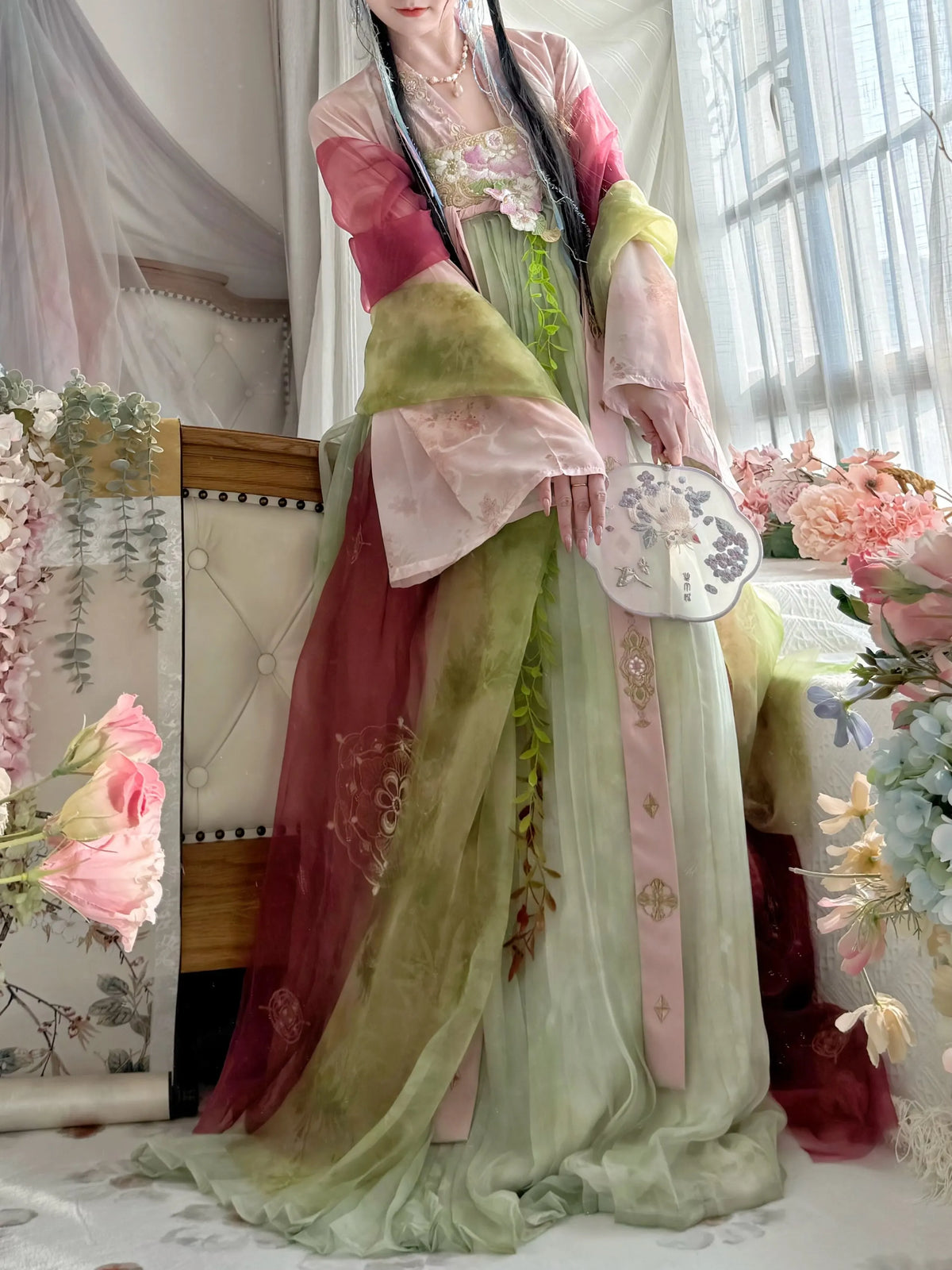 Olivegirl Hanfu Dress Tang Style Embroidery Flowered Fairy Goddess Cosplay Daily Spring Summer Travel Live Party Birthday