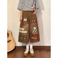 Olivegirl High End Cute Jean American Retro Pants Cartoon Embroidered Women's Seven Point Shorts Trousers Summer Wide Leg Pants