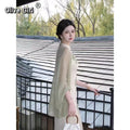 Olivegirl Women's Dress Sleeveless Printed Qipao Fairy Party Birthday Cheongsams Women's Sun Protection Cardigan