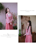 Olive Girl Pink Shirt Embroidery Blouse Chiffon Summer Top Sweet Elegant Pink Shirt Floral Print Women's Skirt Outfits Clothing