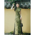 Olivegirl Women's Dress Qipao 2026 Green Cheongsam High End Elegant Young Chinese Retro Daily Summer Clothing