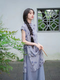 Olivegirl Chinese Traditional Purple Butterfly Dress Elegant Sweet Girl 2026 Fake Two-piece Cheongsam Dress for Women