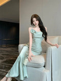 Olivegirl Summer Sexy Dress Evening Gown French Strap Fish Tail Bodycon Acetate Cocktail Dress High-End Elegant Women's Clothing