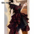 French Lolita Dress Black and Red Jacquard Wave Dress Lolita Luxury Fluffy Princess Dress Women Cosplay Costumes Collection 2026