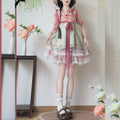 Olivegirl Hanfu Dress Embroidered Strap Skirt Short Sleeve Puff Skirt Lace Flower Chinese Sweet Women's Clothing Cosplay