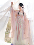 Pink Hanfu Dress | Flower Embroidery Fairy Cosplay | Chinese Dance Costume for Women