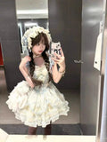 Olivegirl Summer Lolita Dresses Design Bow Sweet Date Dress Princess Loli Strap Fishbone Dress