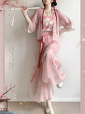Olivegirl Hanfu Women's Song Style Short Shirt Flower Bud Pants Skirt Shorts Set Daily Summer Style