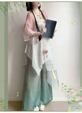Song Dynasty Hanfu Set | Lotus Print Short Shirt & Pants | Lightweight Summer Cosplay