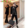 Fashion Gold Velvet Set Women's Plate Buckle Splicing 2026 Spring New Style Retro Style Coat Women's Clothing