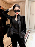 Fashion Gold Velvet Set Women's Plate Buckle Splicing 2026 Spring New Style Retro Style Coat Women's Clothing