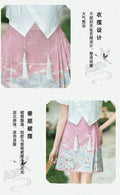 Olivegirl Chinese style improved jacquard top blouse one-piece woven gold embroidered horse face short skirt women's clothing