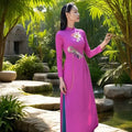 Olivegirl Aodai Vietnamese Traditionally Dress Long Qipao Two-piece Wide-leg Pants Cheongsam Aodai Dress Women's Clothing