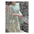 Women's Set Chinese Dress Cheongsam Chi-pao 2024 Summer Chinese Improved Qipao Slim Waist Hanging Neck Dress Sunscreen Cardigan