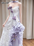 Olivegirl Purple Dress Evening Gown Fishtail Women's Dresses Luxury High-end Flower Wedding Banquet Bride's Toast Clothes