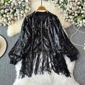 Olivegirl Europese American Sequined Tassel Coat Tops Dance Show Party Medium Loose Jacket High Street Women Clothing