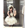 Olivegirl Summer Lolita Dresses Design Bow Sweet Date Dress Princess Loli Strap Fishbone Dress