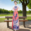 Olivegirl Aodai Vietnamese Traditionally Dress Long Qipao Two-piece Wide-leg Pants Cheongsam Aodai Dress Women's Clothing