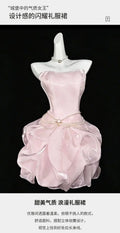 Olivegirl Strapless Evening Dress Female Heiress Socialite Birthday Party Princess Dress Graduation Ceremony Short Fluffy