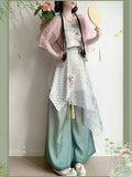 Song Dynasty Hanfu Set | Lotus Print Short Shirt & Pants | Lightweight Summer Cosplay