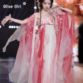 Olivegirl Flower God Hanfu Dress Tang Style Chest Length Butterfly Sleeve Heavy Embroidery Spring Summer Set Cosplay