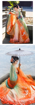 Koi Dragon Girl Hanfu Dress | Tang Dynasty Big Sleeve Embroidery | Mythical Fairy Cosplay Set