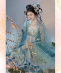Tang Dynasty Hanfu Dress | High-Collar Gradient Heavywork Embroidery | Large Sleeve Fairy Set